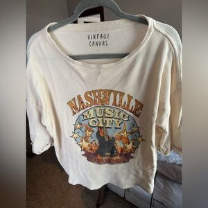 VINTAGE CANVAS- Vintage Nashville Half Sleeve Waffle Graphic Tee
